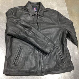 Chaps Ralph Lauren Black Leather Zip Jacket – Men’s